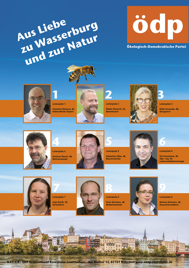 Plakat Stadtratskandidaten für Wasserburg